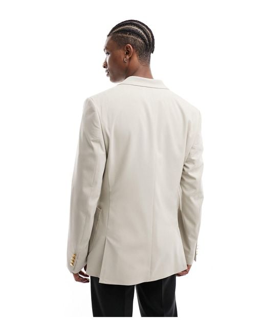 ASOS White Wedding Skinny Blazer With Gold Buttons for men