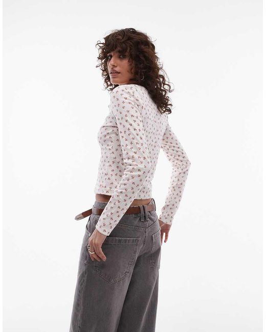Levi's Top Met Lange Mouwen, Bloemenprint En Knopen in het White