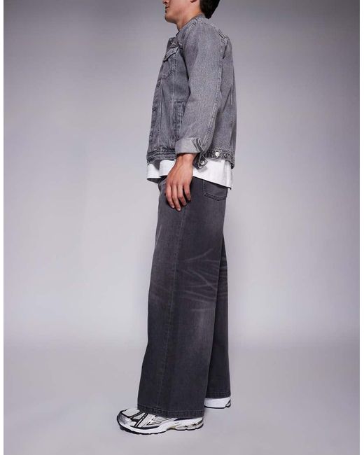 ASOS Baggy Jeans Met Zwarte Wassing in het Gray voor heren