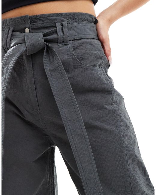 & Other Stories Black Paperbag Waist Curved Leg Trousers