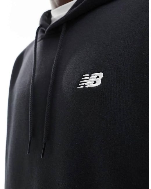 New Balance Black Small Logo Brushed Hoodie for men