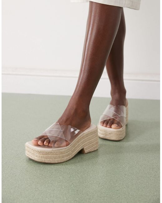 Asos Design Wide Fit Brown Toy Cross Strap Wedges