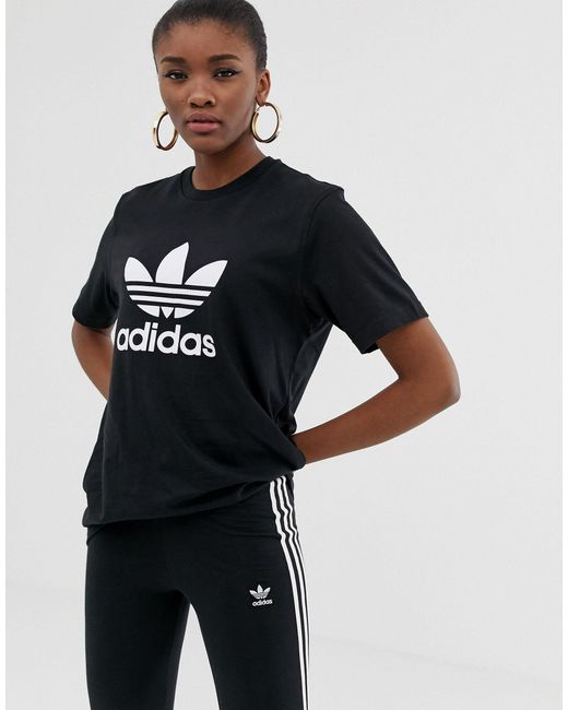 adidas originals adicolor trefoil oversized sweatshirt in black
