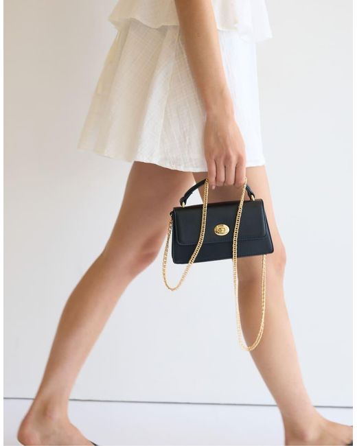 Stradivarius Blue Rigid Crossbody Bag With Metal Clasp