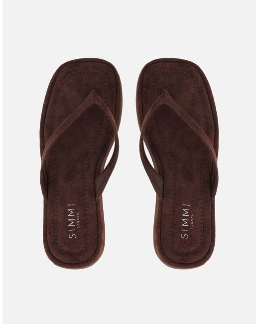 SIMMI Brown Kimmie Flatform Toe Post Sandals