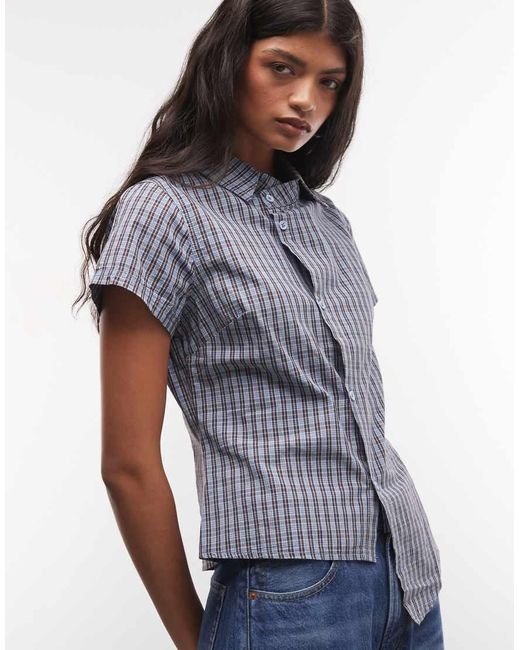 Collusion Blue Asymmetric Short Sleeve Shirt