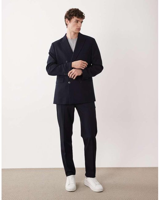 Mango Slim-Fit Double Breasted Nette Blazer in het Blue voor heren