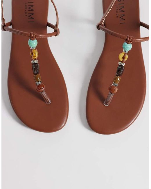SIMMI Brown Simmi London Ishah Flat Sandals With Stones