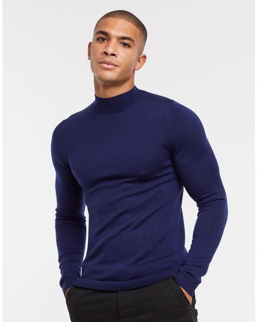 Muscle fit turtleneck jumper Clearance