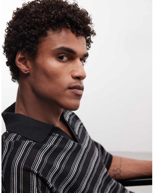 ASOS Black Heavyweight Boxy Oversized Polo for men