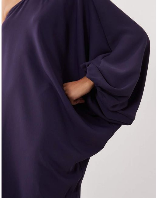 Mango Blue Hardware Detail One Shoulder Maxi Dress