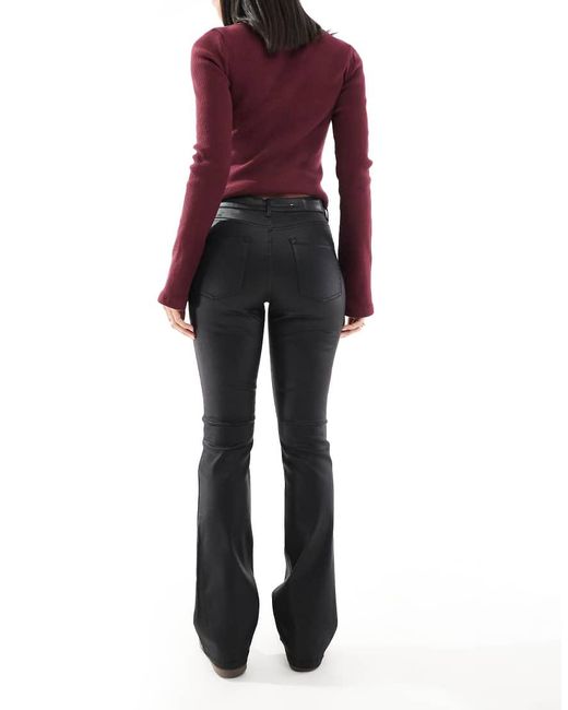 Vero Moda Black Flash Coated Kick Flare Jeans