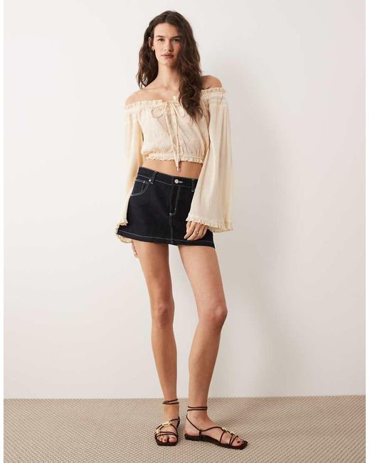 Miss Selfridge Natural Bardot Boho Blouse
