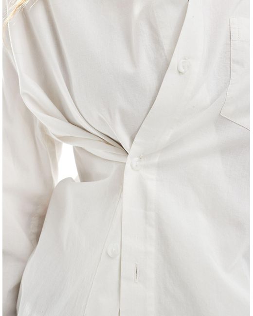 Reclaimed (vintage) White Shirt Multi-way Asymmetric Wrap Shirt