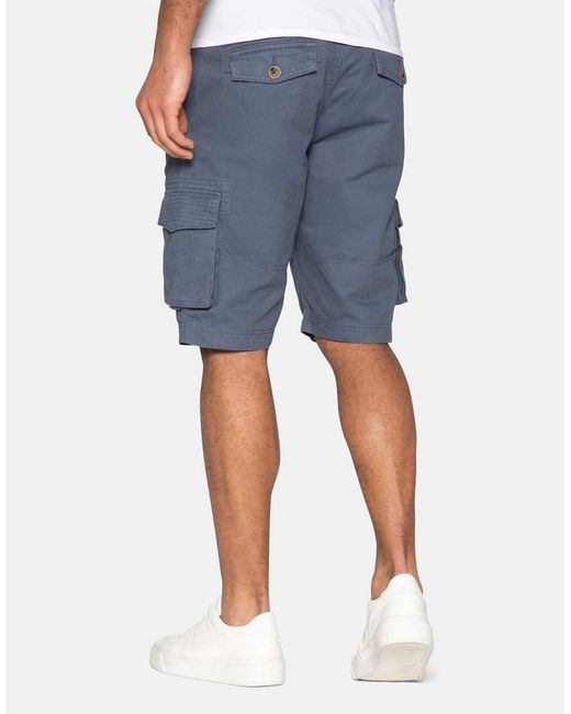 Threadbare Blue Cotton 'Bute' Cargo Shorts for men