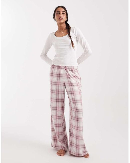 Hollister Pink baggy Flannel Pajama Bottoms