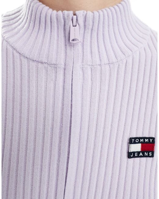 Tommy Hilfiger Purple Zip Through Badge Cardigan
