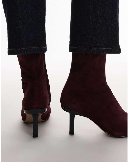 & Other Stories Blue Suede Leather Pointed Toe Heeled Ankle Boots