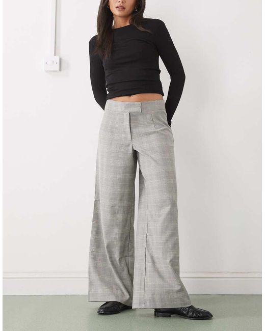Collusion Gray Low Rise Wide Leg Tailored Pants