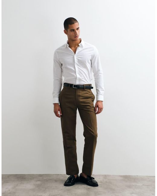ASOS White Smart Slim Linen Blend Shirt for men