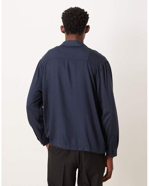 ASOS Blue Relaxed Revere Shirt for men