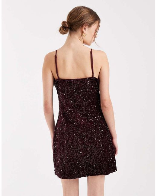 Vero Moda Purple Cami Strap Sequin Mini Dress