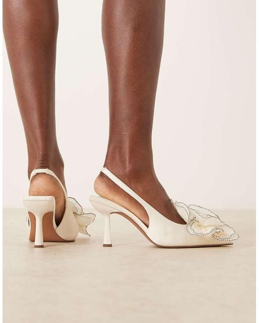 ASOS Natural Sunset Oversized Corsage Slingback Mid Heel Shoes