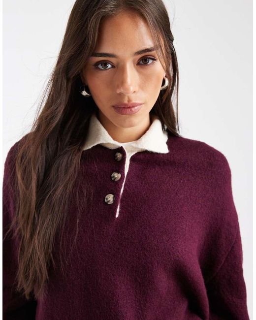 ASOS Red Knitted Rugby Top