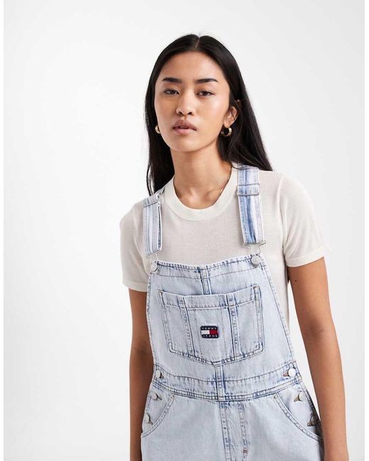 Tommy Hilfiger White Mia Short Dungarees