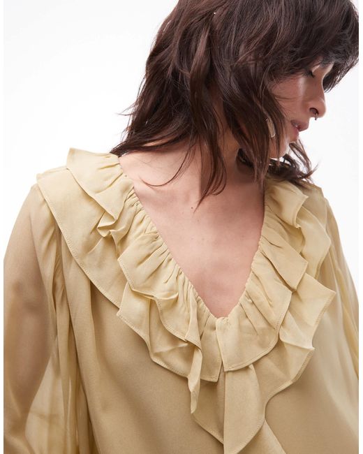 & Other Stories Multicolor Sheer Chiffon Mini Dress With Ruffles And Tier Hem