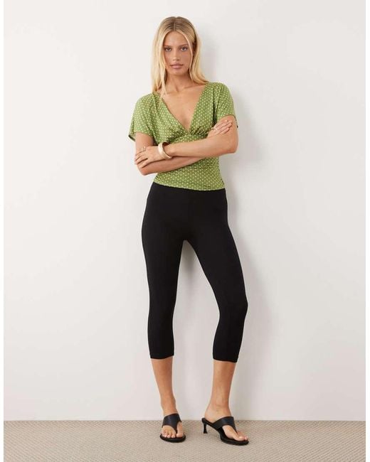 Miss Selfridge Green V-neck Top