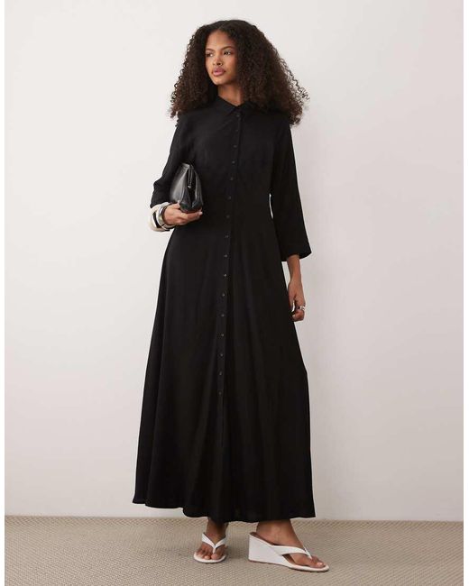 Y.A.S Black Maxi Shirt Dress