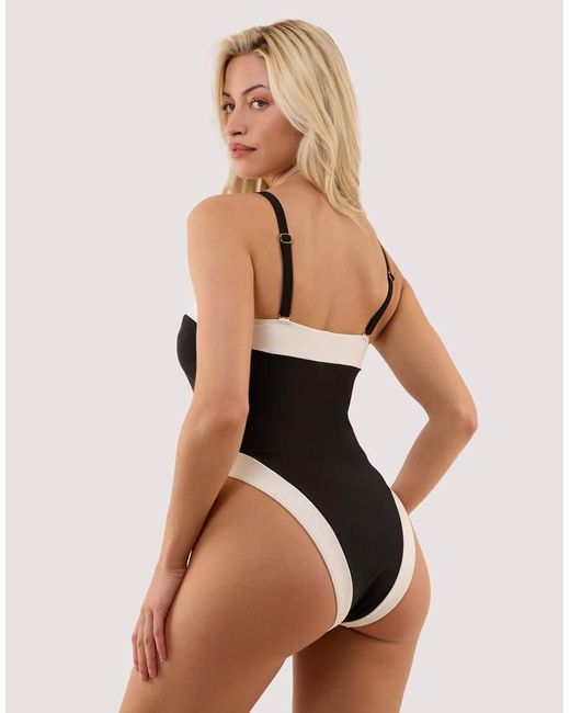 Wolf & Whistle Black Ally & Ivory Bandeau Swimsuit