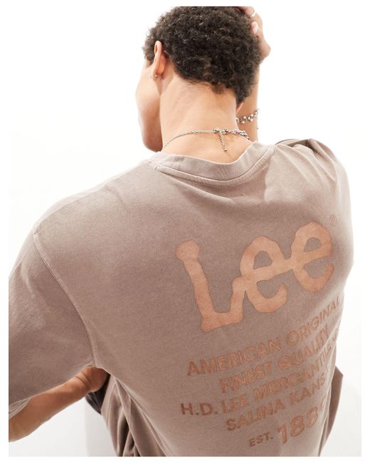 T-shirt ample à logo imprimé au dos - marron clair Lee Jeans pour homme en coloris Natural