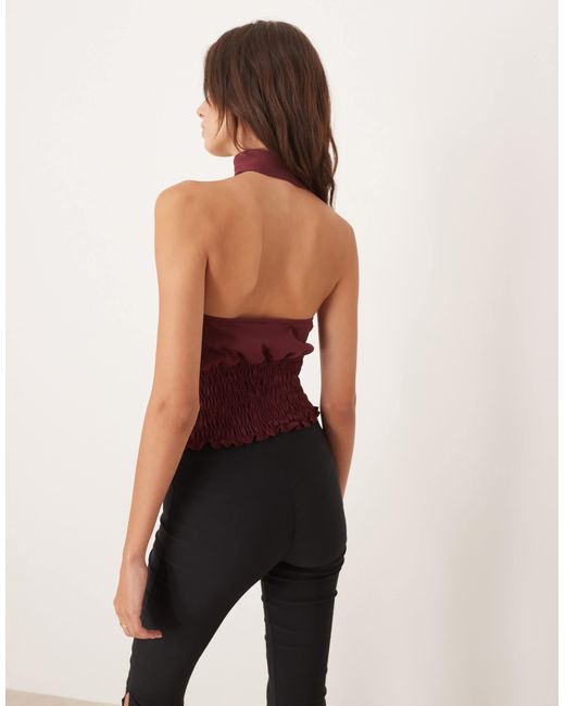 ASOS Red One Shoulder Scarf Top With Shir Waist Detail