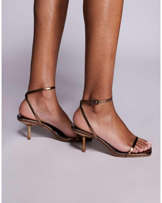 Public Desire Brown Natalya Kitten Heel Barely There Sandals
