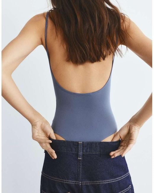 Pull&Bear Blue Polyamide Bodysuit With Thin Straps