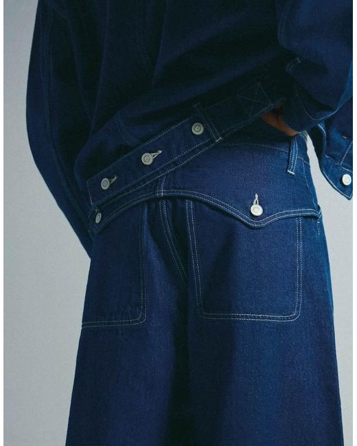 Bershka Blue Baggy Jeans for men