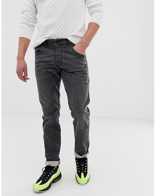 DIESEL Gray D-bazer Tapered Slim Fit Jeans for men