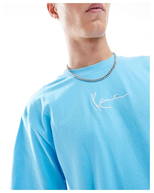 Camiseta claro extragrande con logo pequeño distintivo y estampado trasero Karlkani de hombre de color Blue