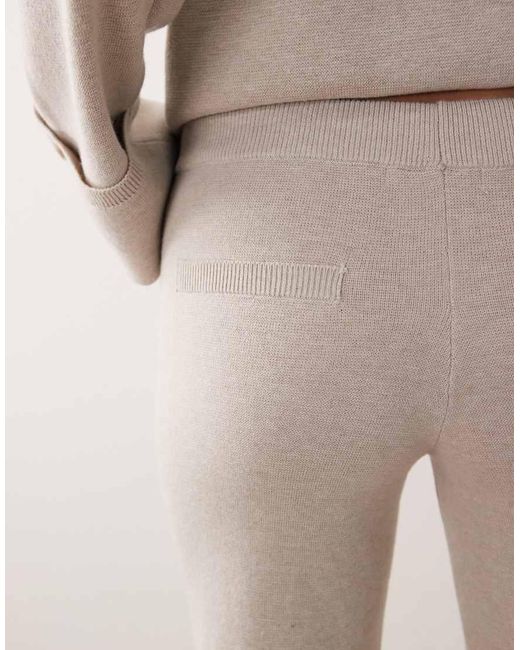 Gina Tricot Natural Co-ord Wool Knitted Straight Leg Trousers