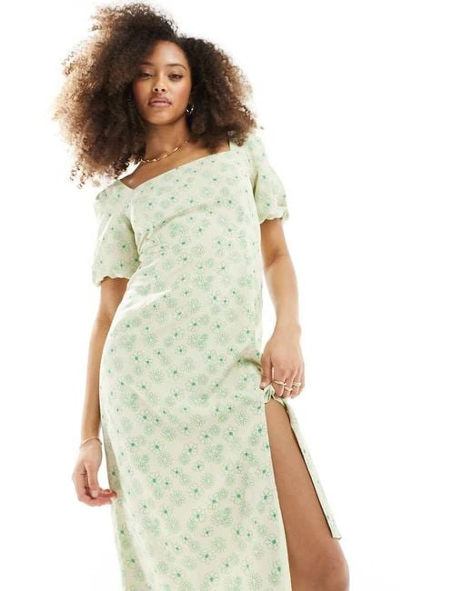 Glamorous White Square Neck Midi Tea Dress