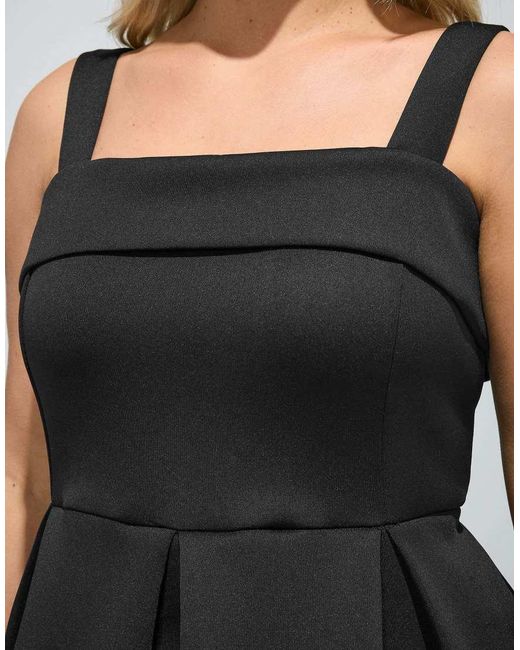 Yours Clothing Black Square Neck Midi Skater Dress