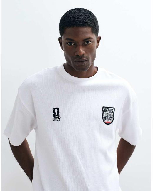 ASOS White Waffle Oversized Tee With Fifa World Cup England Print for men