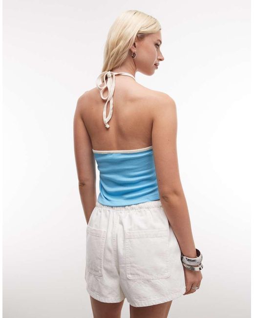 Roxy Blue Beach Halter Crop Top