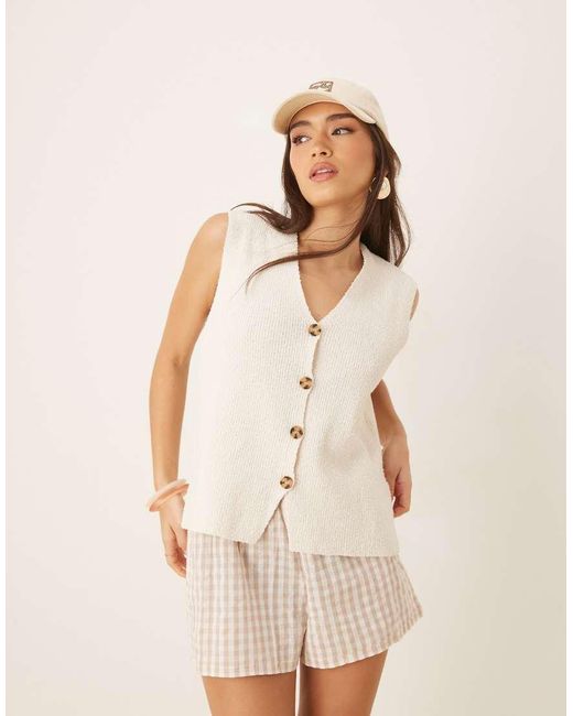 ASOS Natural Slub Knit Relaxed Fit Waistcoat