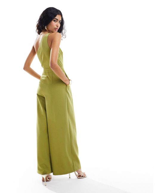 Pretty Lavish Green One Shoulder Jumpsuit With Pockets