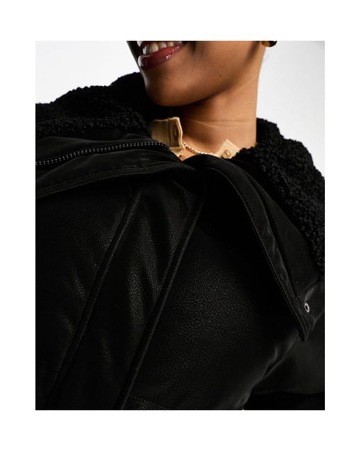 Urbancode Black Maxi Puffer Coat With Oversized Shawl Collar