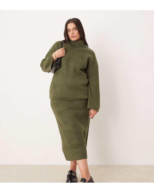 Vila Curve Green Knitted Midi Skirt Co-ord