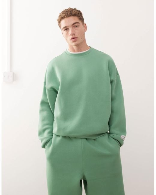 Collusion Green Heavyweight Boxy Sweat for men